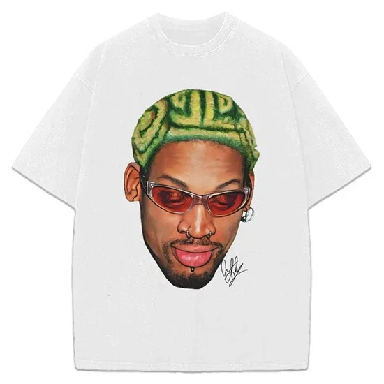 2026 Dennis Rodman Zig Zag Green Hair Rodzilla Hollywood 90's Vintage Design T-Shirt UNISEX Cotton Harajuku Graphic T Shirts