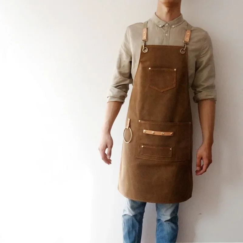 Non-stick Lint Vintage Canvas Apron Durable Protective Work Apron for Coffee Salon Flower Shop Bar