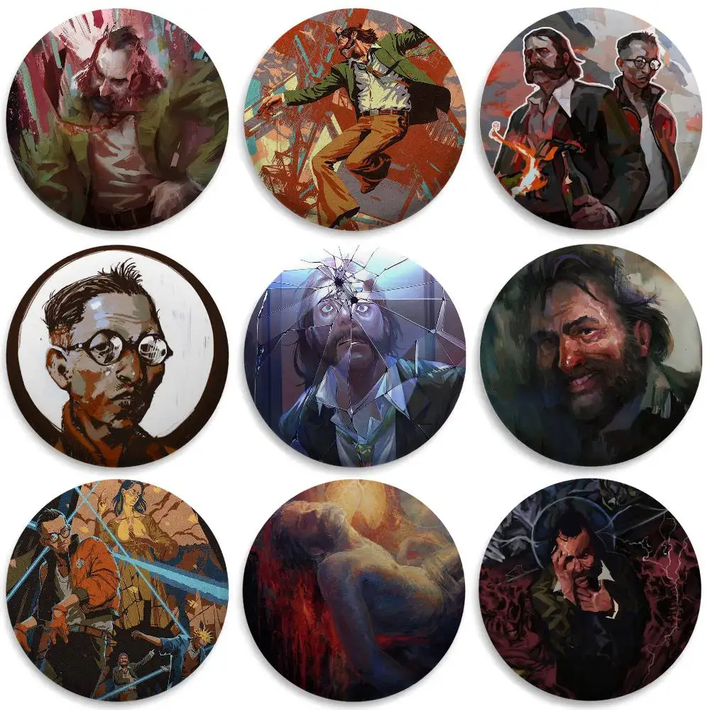 

D-Disco Elysium Game Cool Badges Round Exquisite Badge Brooches Creative Pins For Clothes Hat Backpack Gift Accessories