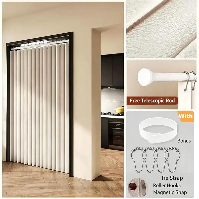 No Punching Folding Door Curtain Elegant Privacy Room Divider Stylish Home Decor Curtain For Kitchen Bedroom Living Room