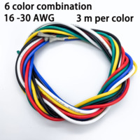 6 colors, 3 m/10 ft. per set, 16/18/28/24/26/28/30 AWG Stranded Tinned Copper Hookup Wire per Set