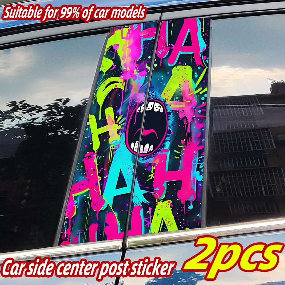 

Graffiti HAHAHA Car Stickers Funny Auto B Pillar Waterproof Decoration DIY Cover Car Doors Pillar Sunscreen Decals Accessories