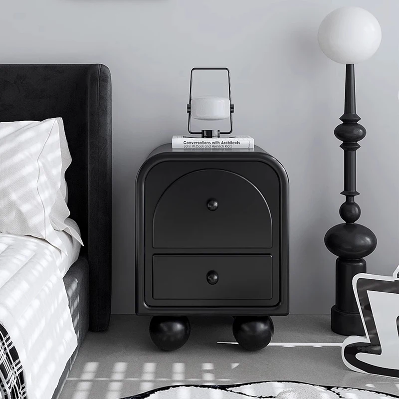 Mesitas de noche blancas con almacenamiento, mesitas de noche minimalistas clásicas francesas negras, muebles pequeños y modernos Criado Mudo Para Quarto