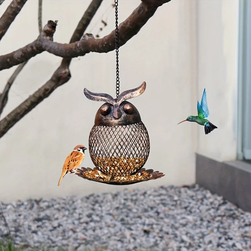 

Bird feeder metal owl bird feeder yard metal hanging bird feeder outdoor bird feeder