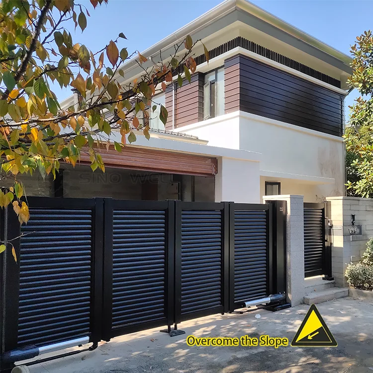 Customization Modern Gate Fence Design Aluminum Patio Latest Main Entrance Metal Louver Folding Sliding Gate Driveway Automatic