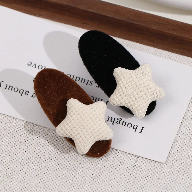 5pcs Autumn and winter style simple style plush flocking geometric oval acrylic duckbill trim clip hairpin DIY jewelry accessori