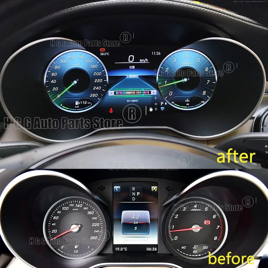 Tachometer Odometer For Benz GLC C Class W205 NTG5.0 5.5 6.0 LCD Instrument Panel Digital Dashboard GPS Virtual Cockpit Cluster