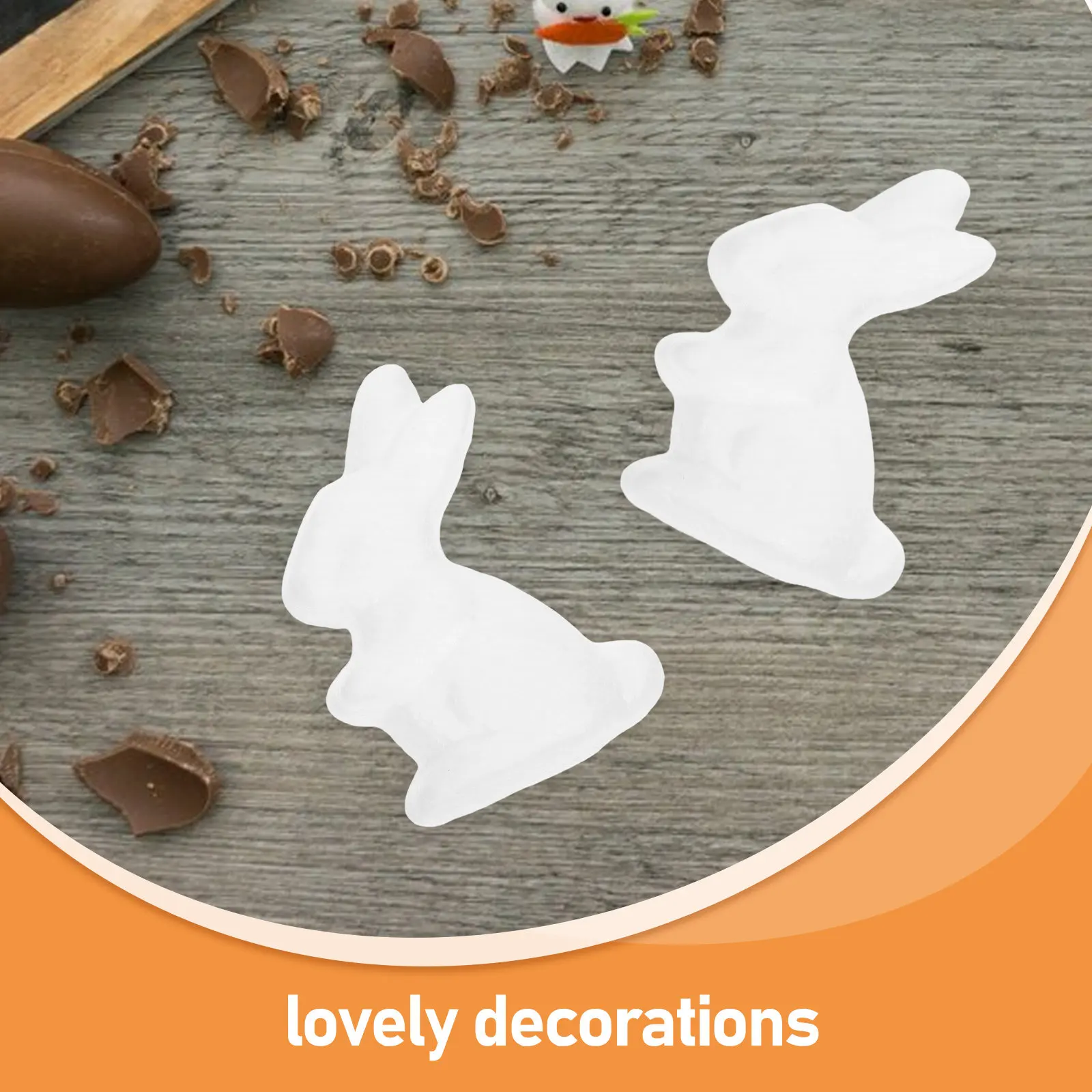 6Pcs White Foam Bunny Ornaments Smooth Surface DIY Easter Craft Decoration Kids Hand-Painting Art Creativity Educational Gift