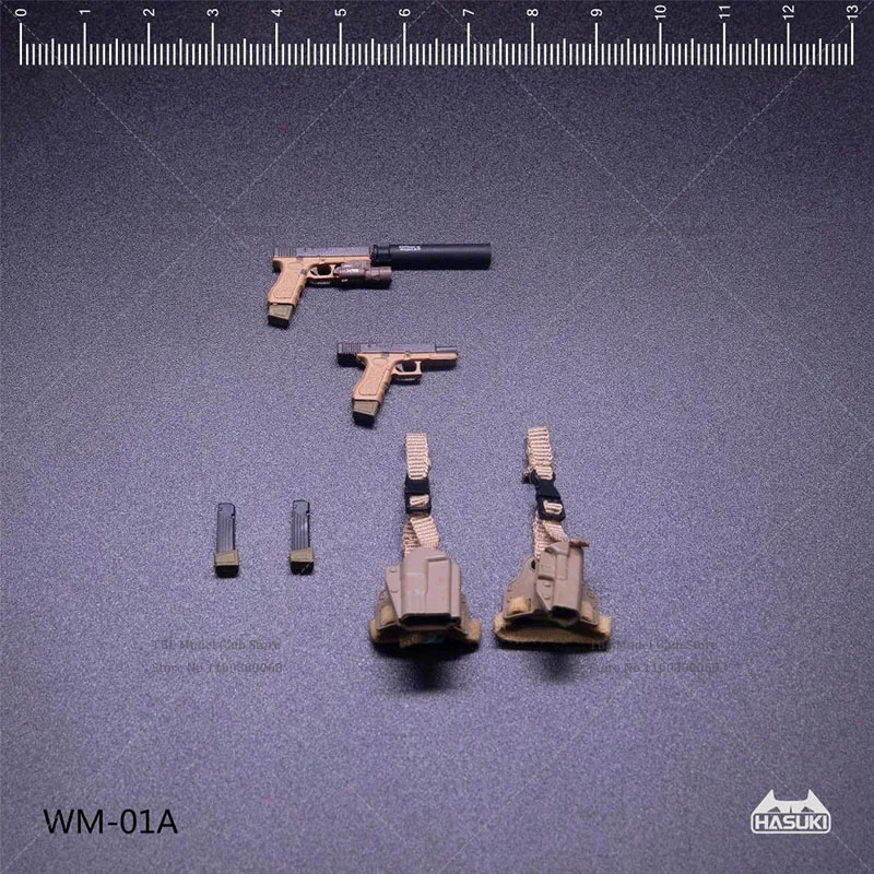 In Stock HASUKI WM-01 1/12 Scale Soldier Weapon Accessories Kit Mini Glock G17 Handgun Model For 6inch Action Figure Body