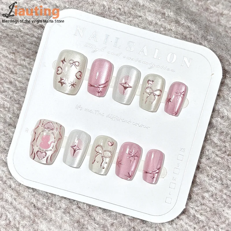 10/30 Stück ovale künstliche Nägel, Kunst, Färben, Vergoldung, künstliche Nägel, vollständige Abdeckung, tragbar, Sternenlicht-Design, zum Aufdrücken von Nägeln, Tipps, Glitzer, Aurora