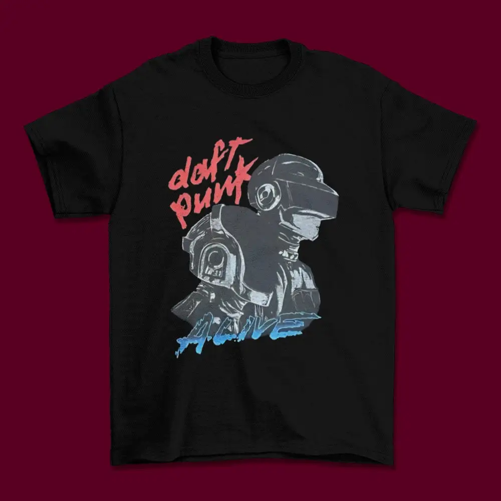 VTG Daft Punk Band Black T Shirt Alive Tour Outfit For Fan