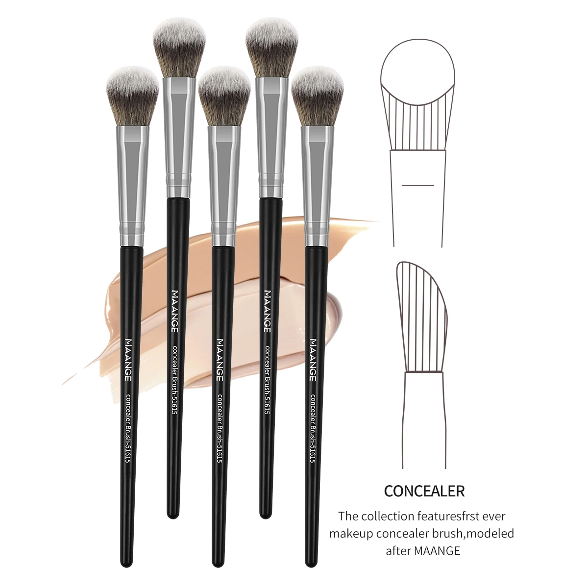 MAANGE-brocha de maquillaje para base correctora, brocha de colorete de contorno impecable debajo de los ojos, herramientas de maquillaje cosmético de fibra suave, 5 unids/set