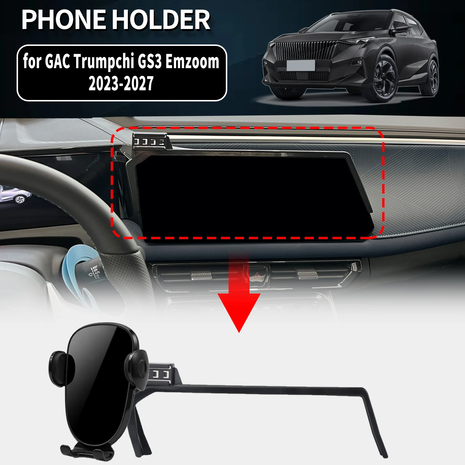 for GAC Trumpchi GS3 Emzoom 2023 2024 2025 2026 2027 LHD Specific Car Phone Mount GPS Stand