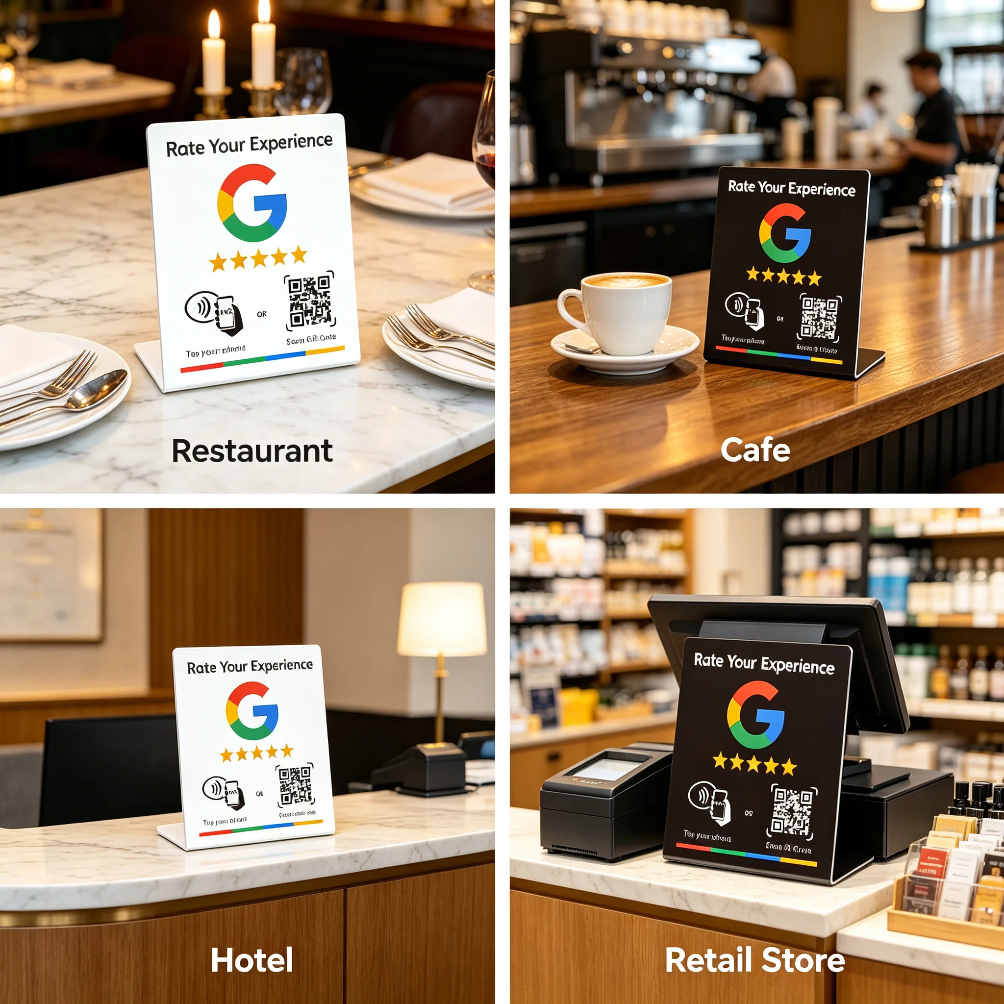 Programmable NFC Review Card NTAG215 13.56MHz Dynamic QR Code Adjustable Table Stand for Restaurant Customer Feedback