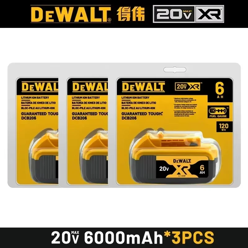 100% DEWALT Original 18V 20V 6.0AH 5Ah, DCB206, DCB205 With Fast Charging, 20V Lithium Battery, Power Tool Battery 20V Dewalt image 3