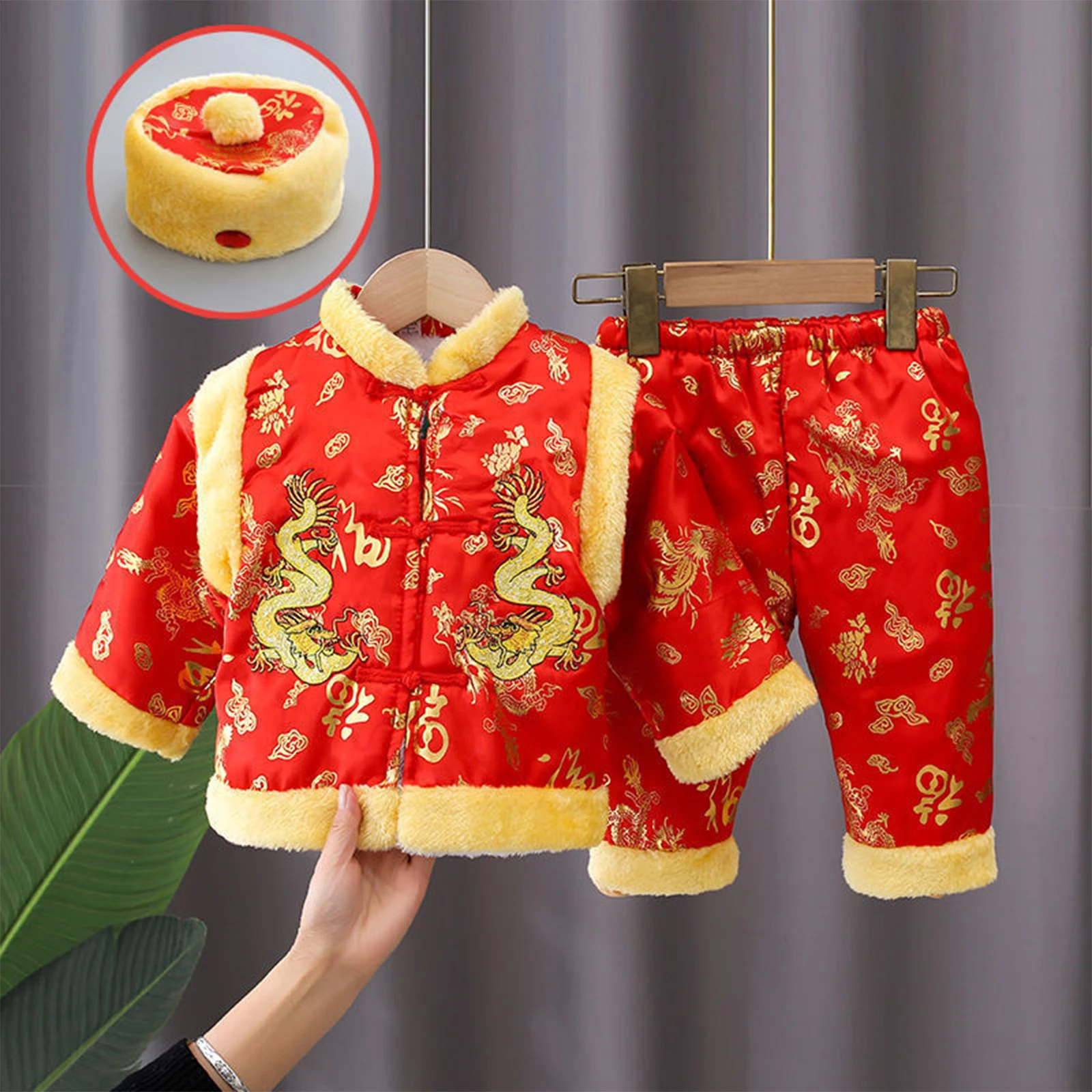 Chinese Baby Red Outfit Boy Girl Tang Suit for Chinese New Year Birthday Party Moon Festival Christmas Full-month Celebration