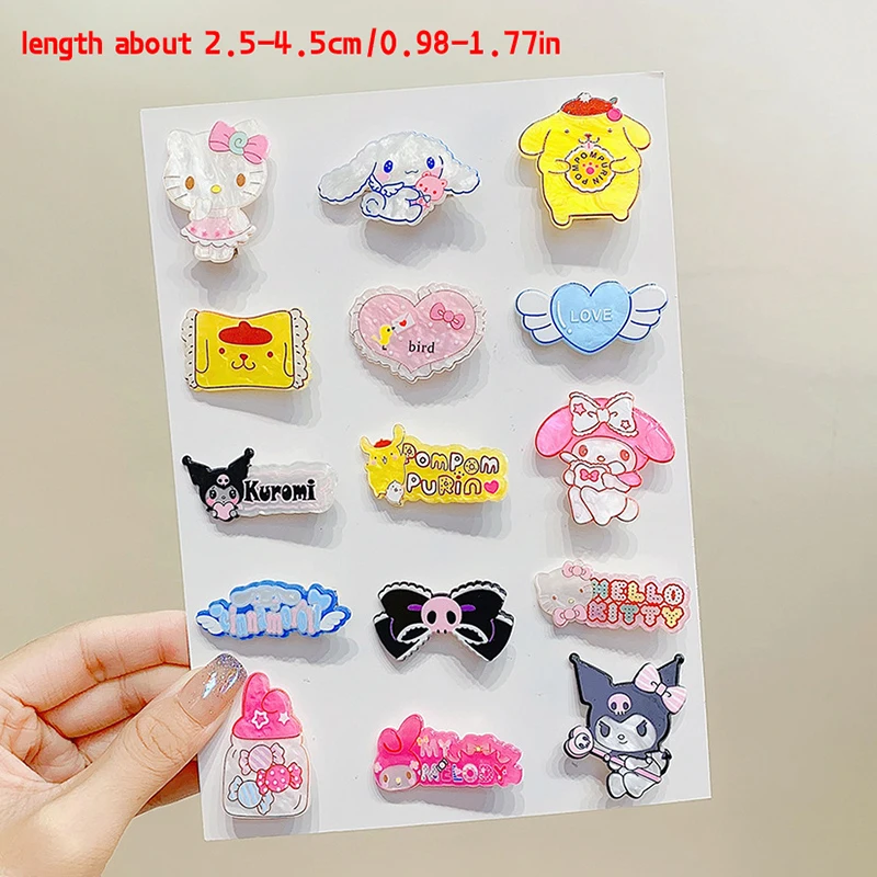 3Pcs Lovely Cartoon Hairpins Kawaii Kuromi Cinnamoroll Hair Clip Side Bang Clips For Girls Cute Hair Accessories