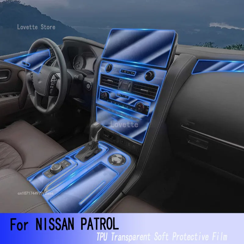 

For NISSAN PATROL 2024 TPU Car Interior Gearbox Instrument Dashboard Protective Film Transparent Anti-scratch Accessories