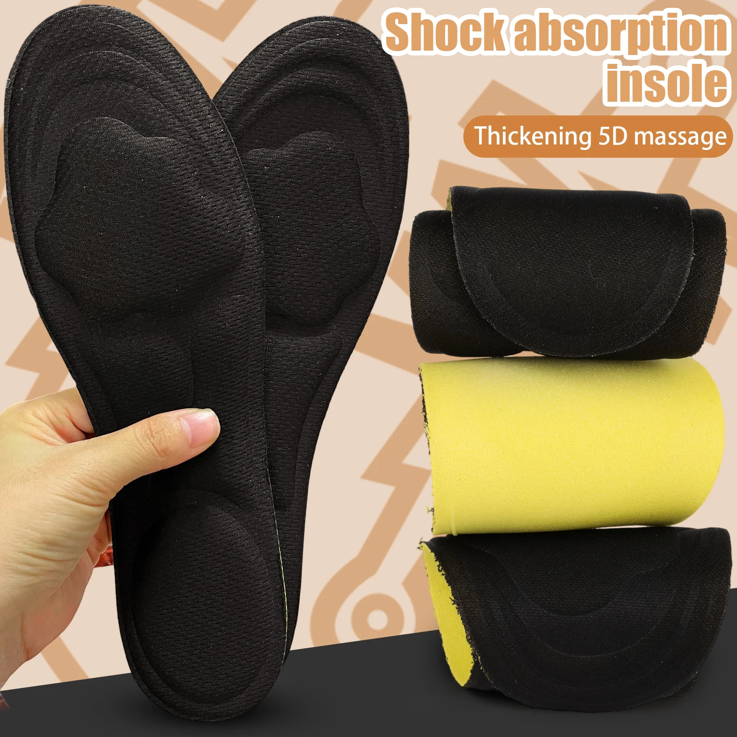 5D Cloud Massage Insoles Memory Foam Shoes Pads Insoles Breathable Cushion Sport Running Insoles for Feet Orthopedic Inserts