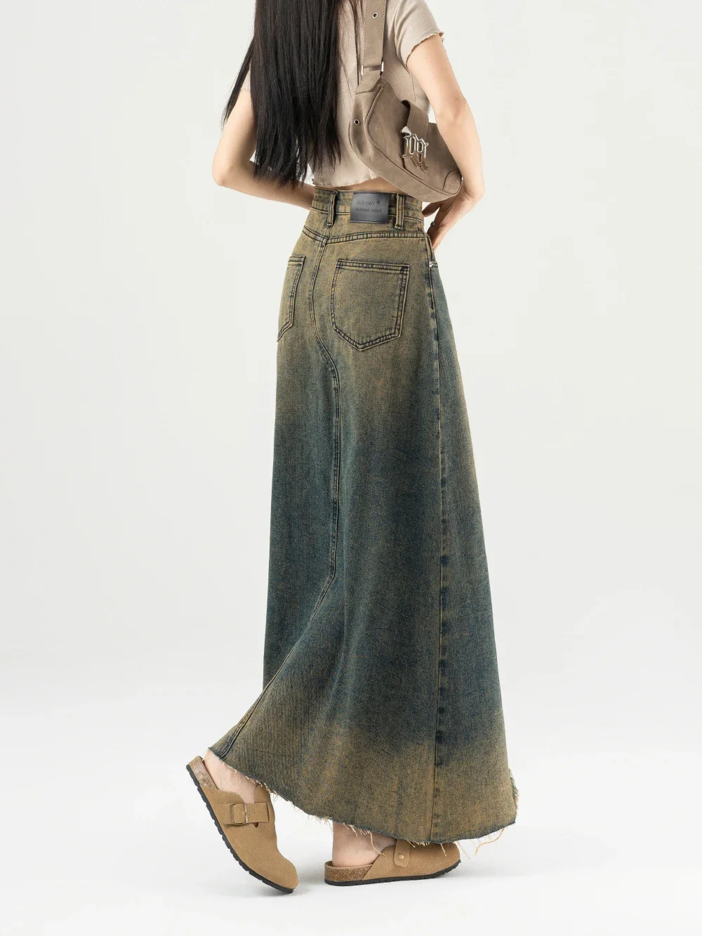 

Women's Blue Y2k A-line Denim Skirt Elegant Harajuku Long Jean Skirts Aesthetic Vintage Tassel Cowboy Skirt 2000s Clothes Autumn