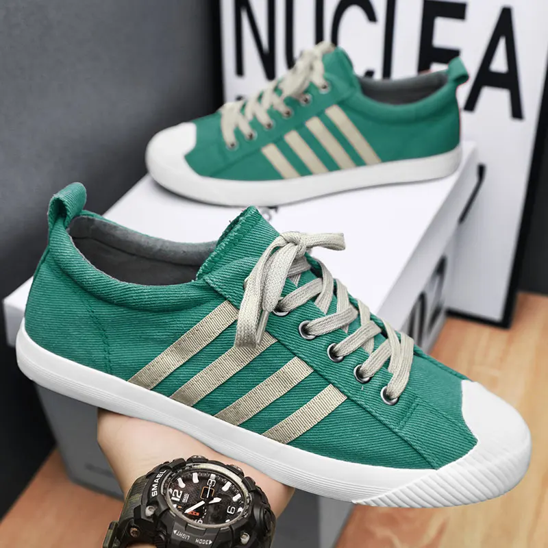 

Hot Sale Men's Canvas Shoes Summer Breathable Casual Sneakers For Men Comfortable Low-cut Flat Sneakers Man Vulcanization Shoes