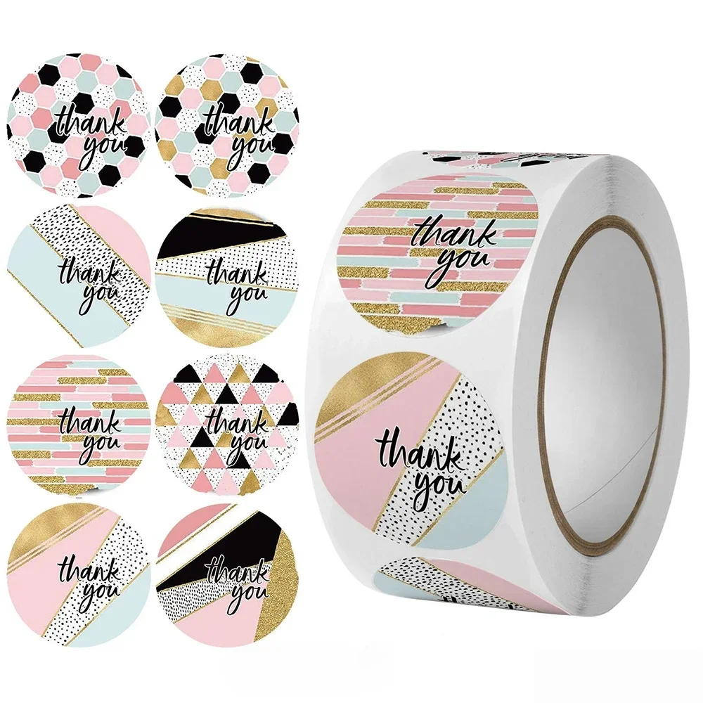 Circular Thank You Stickers 50-500pcs for Gift Packaging Envelope Sealing  Labels Gift Packaging Decoration Birthday Parties