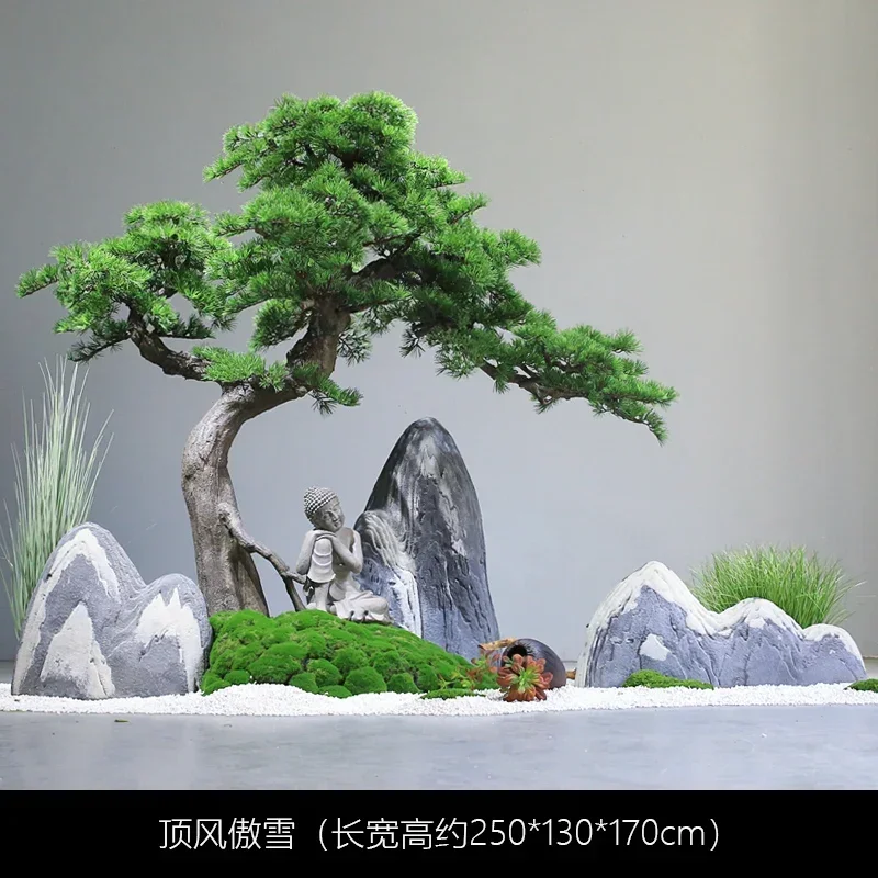 

Indoor Teahouse Large Podocarpus Macrophyllus Beauty Pine Tree Fake Trees Decoration Landscape Furnishing Articles