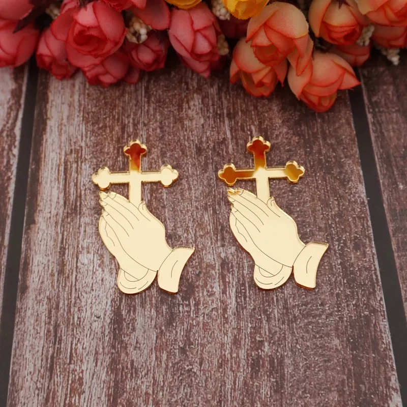 Kleine Acryl-Bet-Tags mit Kreuz-Design, segne sich zu Hause, Kirche, Weihnachten, Taufe, Dekoration, Zubehör, Kommunion-Geschenkanhänger – Detail 6
