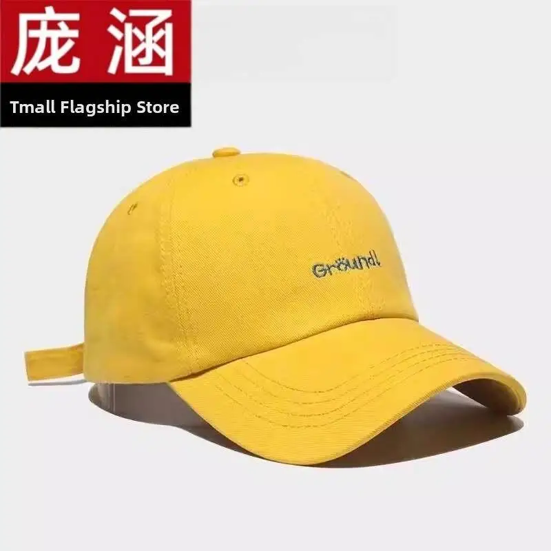 

Yellow Baseball Cap Unisex Summer Wide Brim Deepened Duckbill Couple Style Large Head Size Casual Accessory for Men And Women