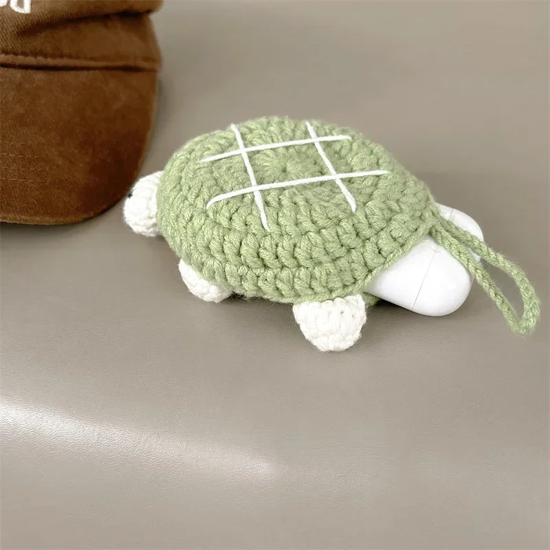 Cartoon Turtle Woven Case for AirPods 4 Airpod 1 2 3 Pro Pro2 Bluetooth Earbuds Charging Box Protective Earphone Case Cover