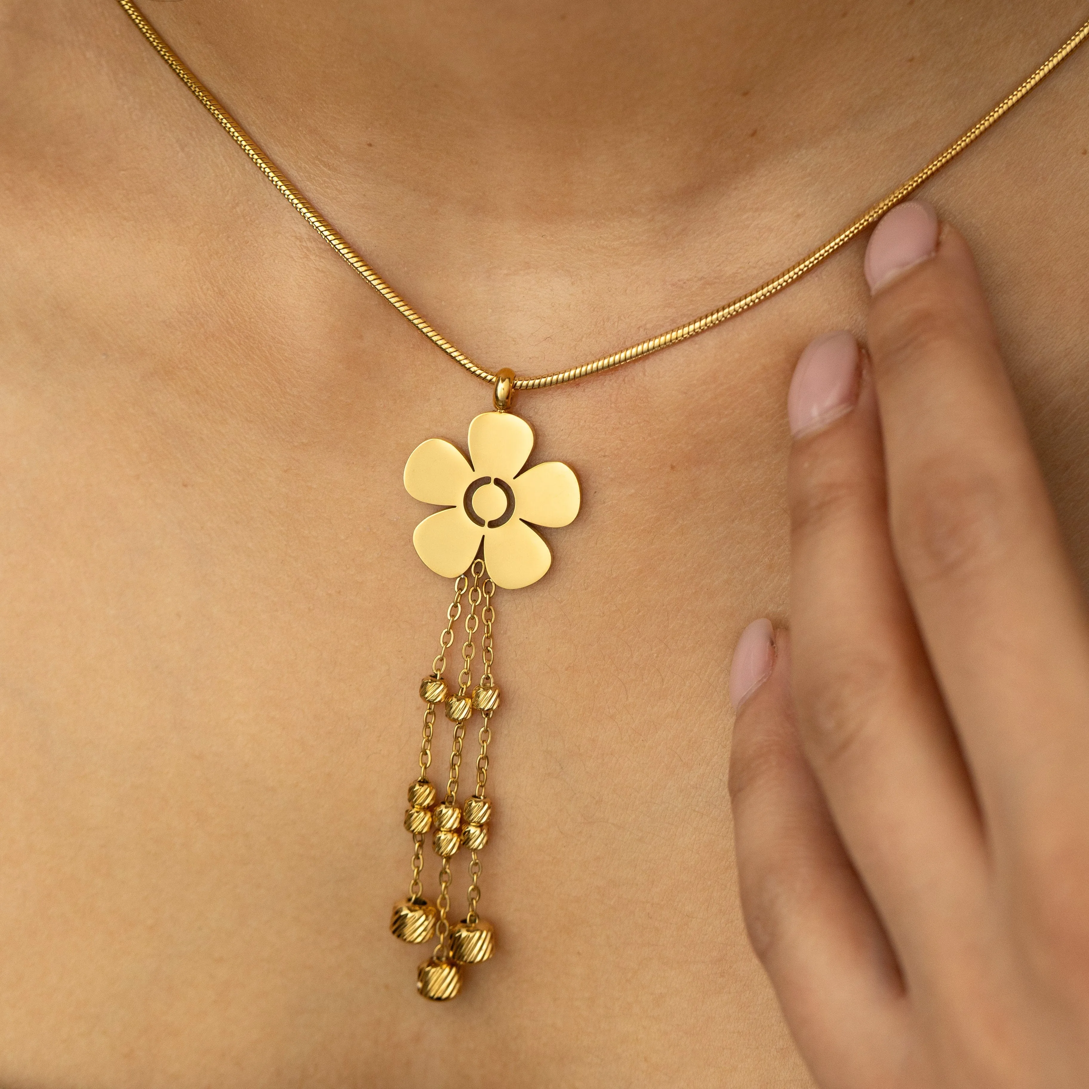 

Raining Flower Necklace Cascading Chains Tassel Necklace Personalized Chain Size Custom Size Muslim Jewelry Gifts for Women