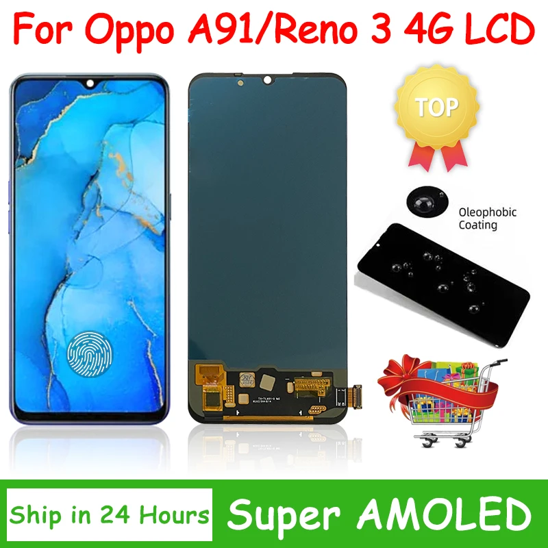 

6.4"Inch TFT/OLED For Oppo A91 PCPM00 LCD Display Touch Screen Digitizer Assembly For Oppo Reno 3 Reno3 4G CPH2043 LCD