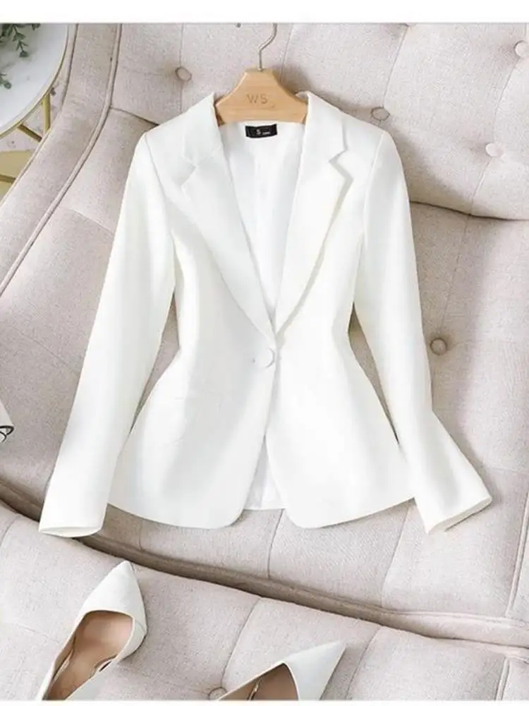 Slim Fit Long Sve da donna Jaet White Bla Casual Primavera Autunno Or Sle Versione coreana Abbigliamento da ufficio