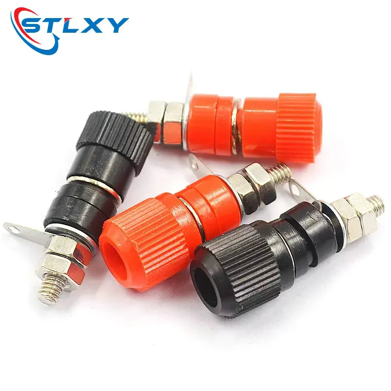 5PCS Terminal Blocks JS-910B 4mm Amplifier Terminal Connector Binding Post Banana Plug Jack Mount Black 5 Red 5