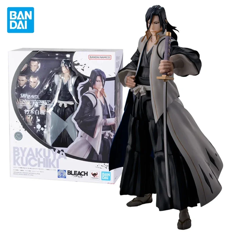 In Stock Original Bandai S.H.Figuarts SHF Anime Bleach  Kuchiki Byakuya Anime Action Figure Genuine Model Collectible Toys Gifts