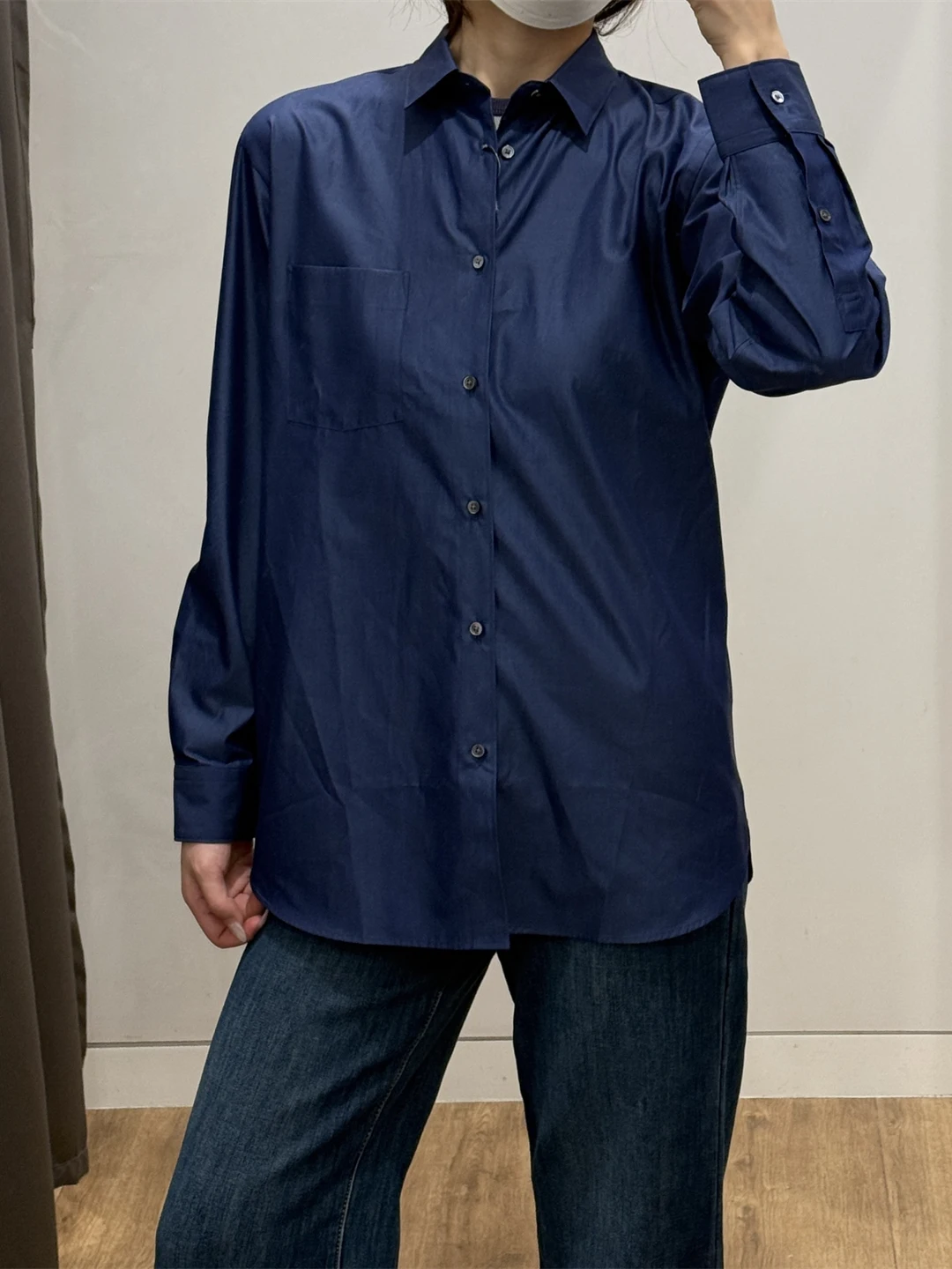 

Spring 2026 ex Cotton irt Long Sve Commute Basic Sle Comfortable Casual Workwear Stand Fit Pure Color Button up