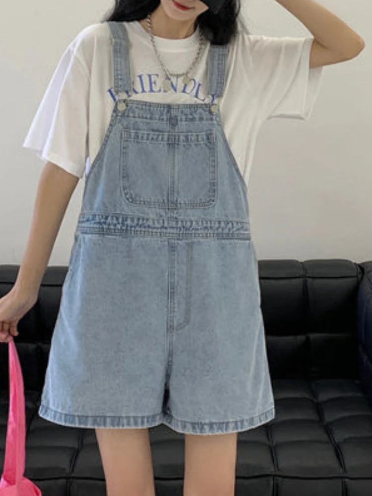 

Rompers Women Summer Denim Lovely High Waist Loose Wide Leg Korean Style Chic Retro Stylish Students Hot Sale Classic