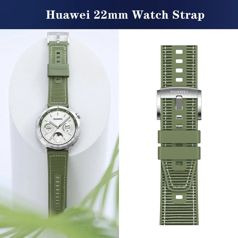 Original 22mm Watch Strap for Huawei GT4 GT5 46mm Composite Fluoroelastomer Strap GT2 3 46mm Watch 3 4 pro Nylon Rubber Bracelet