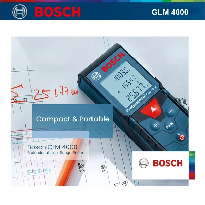 Imagem -02 - Bosch-glm 4000 Faixa Laser Mais Fino Fita Métrica Digital 40m Distância Medidor Telêmetro Medida Régua Instrumento de Medição Glm4000