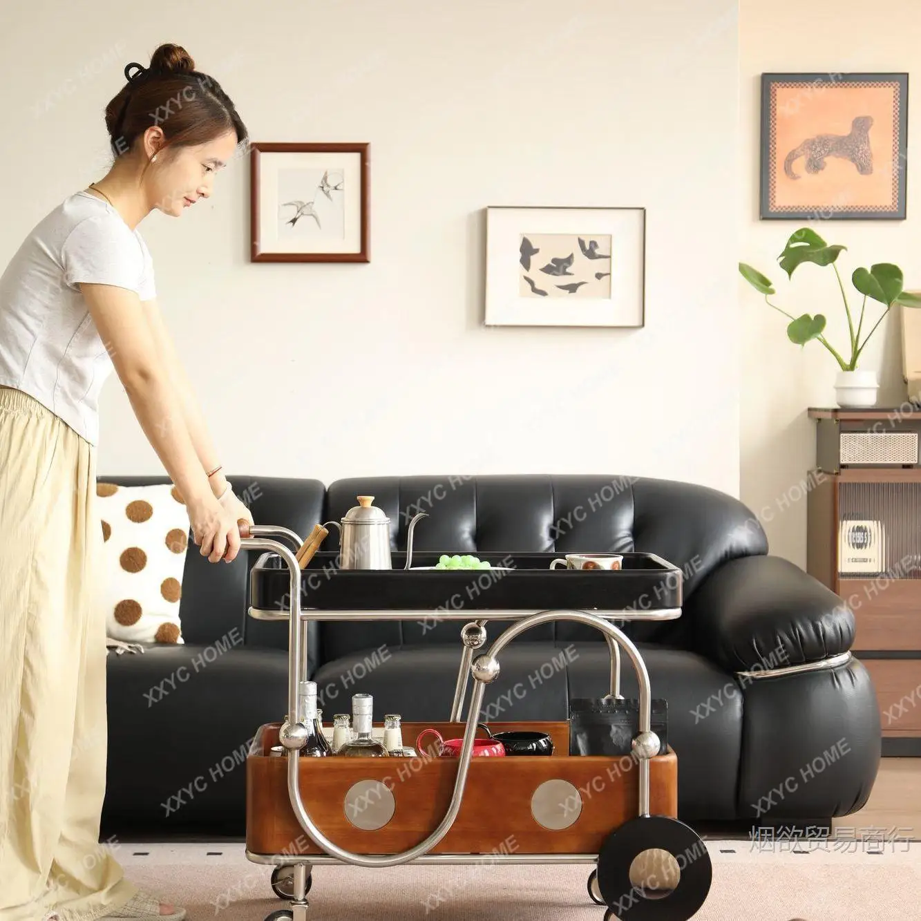trolley rack living room multi-functional movable small coffee table