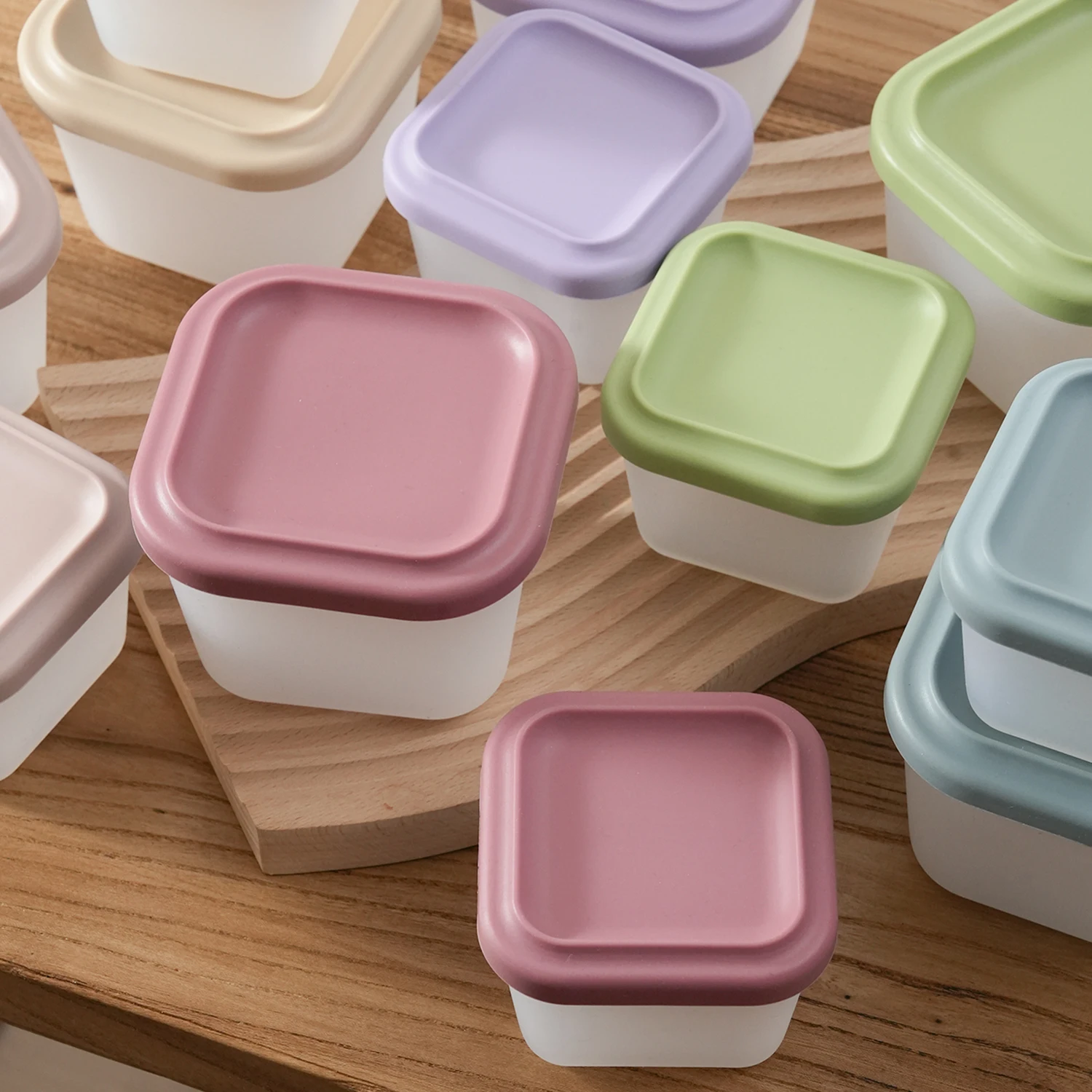 

Color Kids 2PCS Baby Tableware And Solid Feeding Square Silicone Kids Food Storage Box Children Self Essentials Baby Accessories