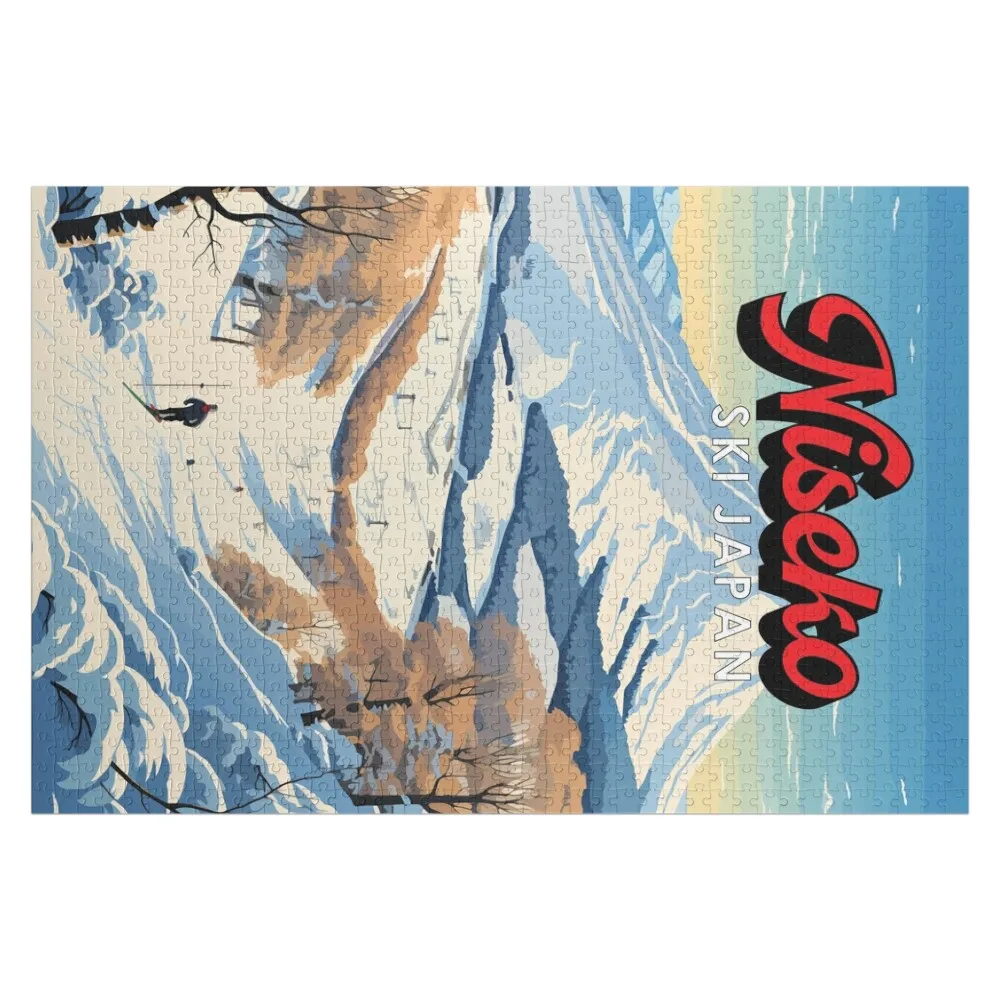 Rompecabezas de Madera Personalizado con Foto de Niseko Hokkaido, Japón, Viajes de Invierno, Arte Vintage, Regalos Personalizados para Adultos y Bebés