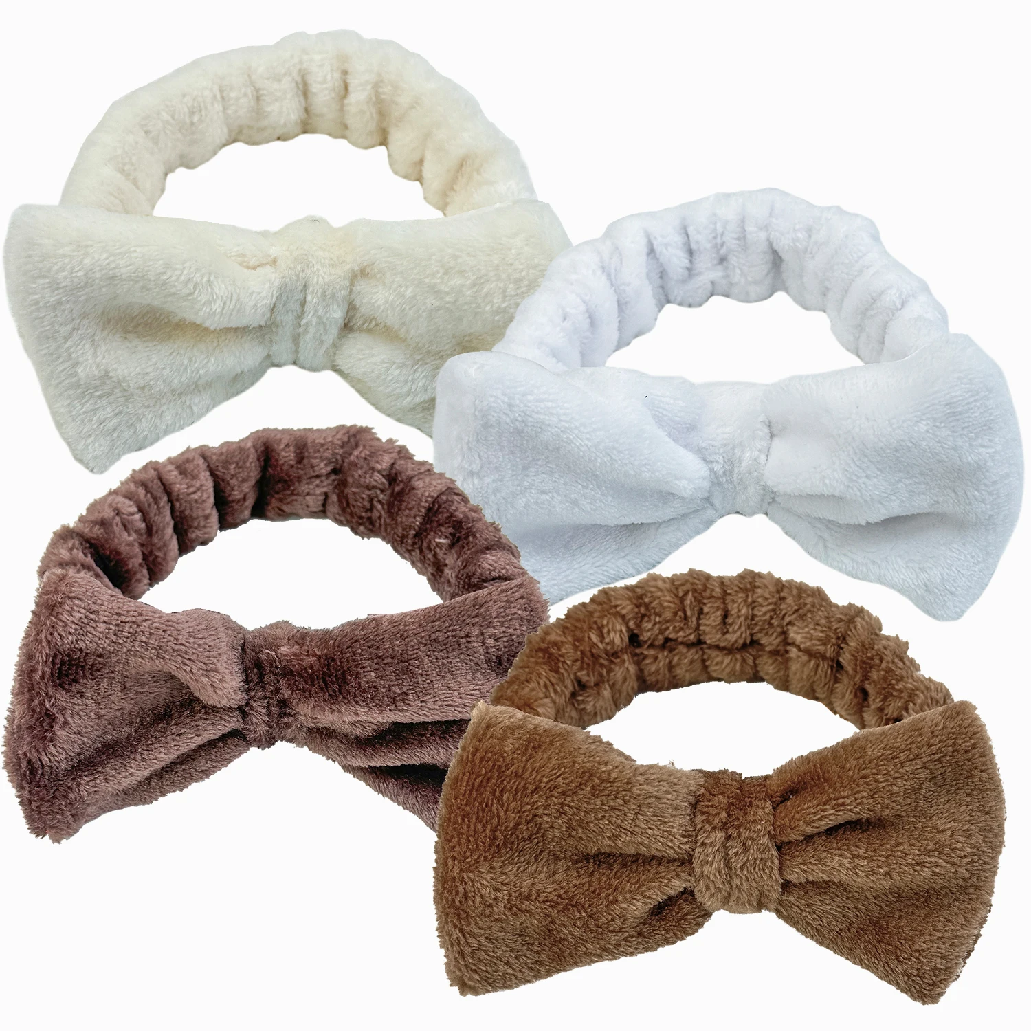 1/4PCS Spa Headband for Makeup and Washing Face Hair Bows Terry Cloth Hairband Shower Elastic Head Band Wrap for Girls and Women