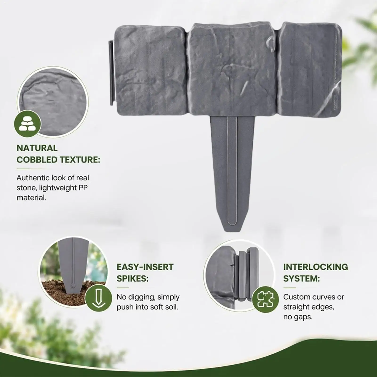 Garden Fence Panels 10 Pieces Realistic Weatherproof Edging Stone Effect Garden Fence Border For Patio Porch Pathway Walkway