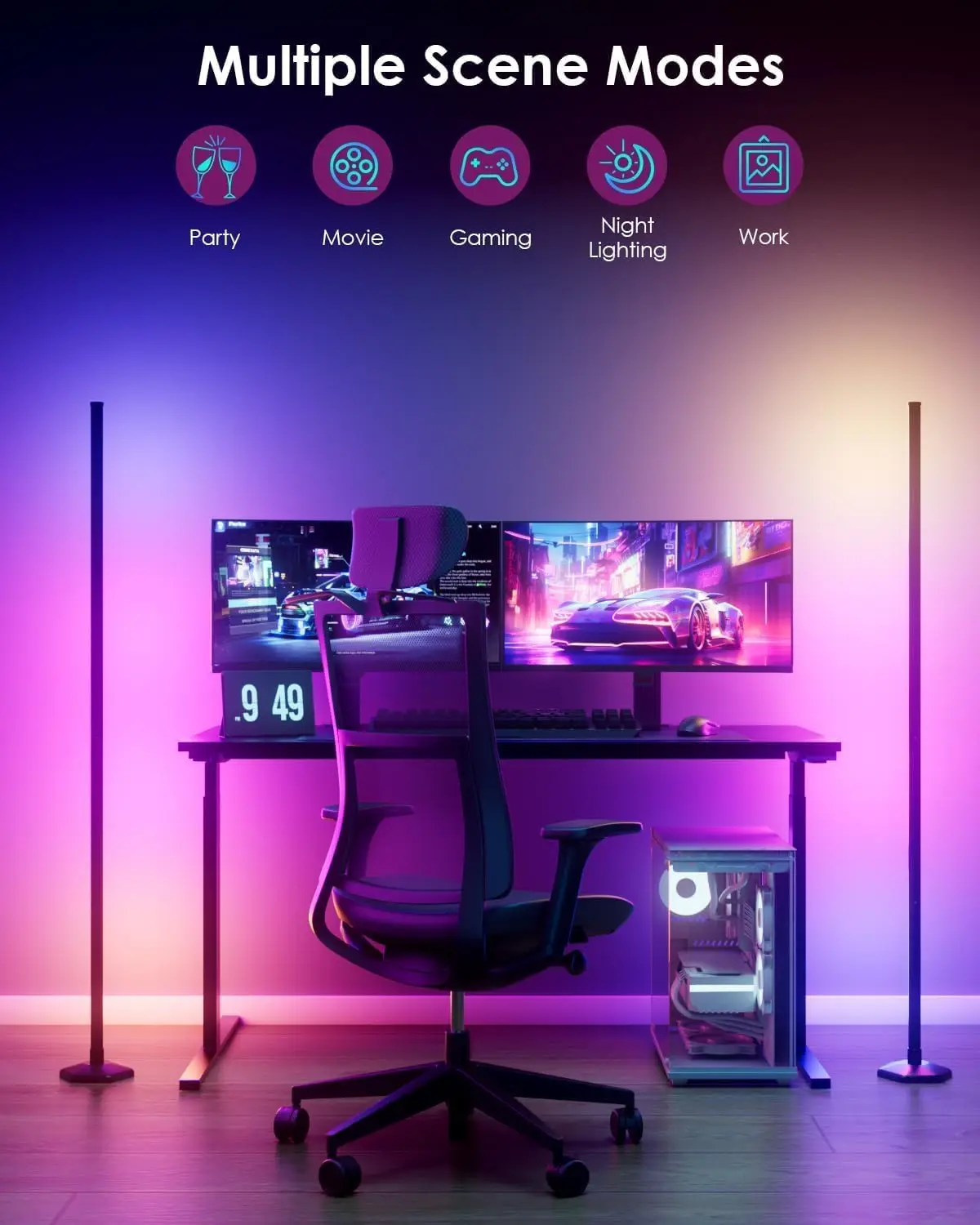 عبوة من مصابيح أرضية زاوية RGB، مصابيح LED ذكية مع تطبيق/جهاز تحكم عن بعد، ألوان 16 مترًا وأكثر من 68 مشاهدًا، مزامنة موسيقية لغرفة المعيشة وغرفة النوم #3