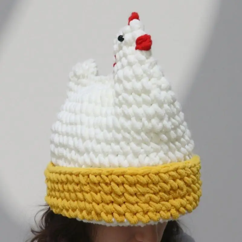 

39BB 3D Rooster Knitted Brimless Hat Unisex Headwear For Thanksgiving Dressingup