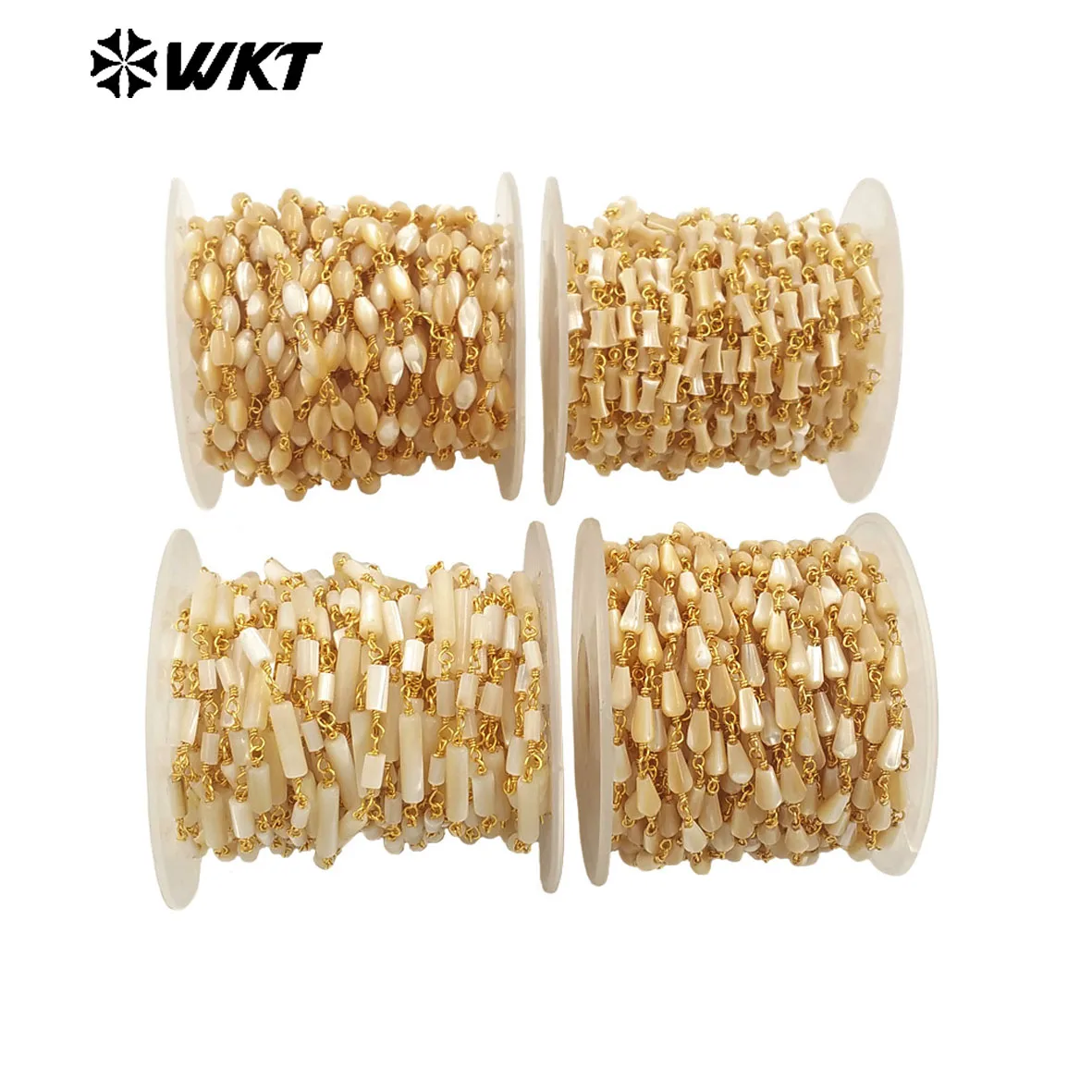 WT-RBC240   WKT 2023 Vintage Style Shell Beads 18k Gold Brass Jewelry DIY Chain Accessories Fashion HOT Christmas Day Trend