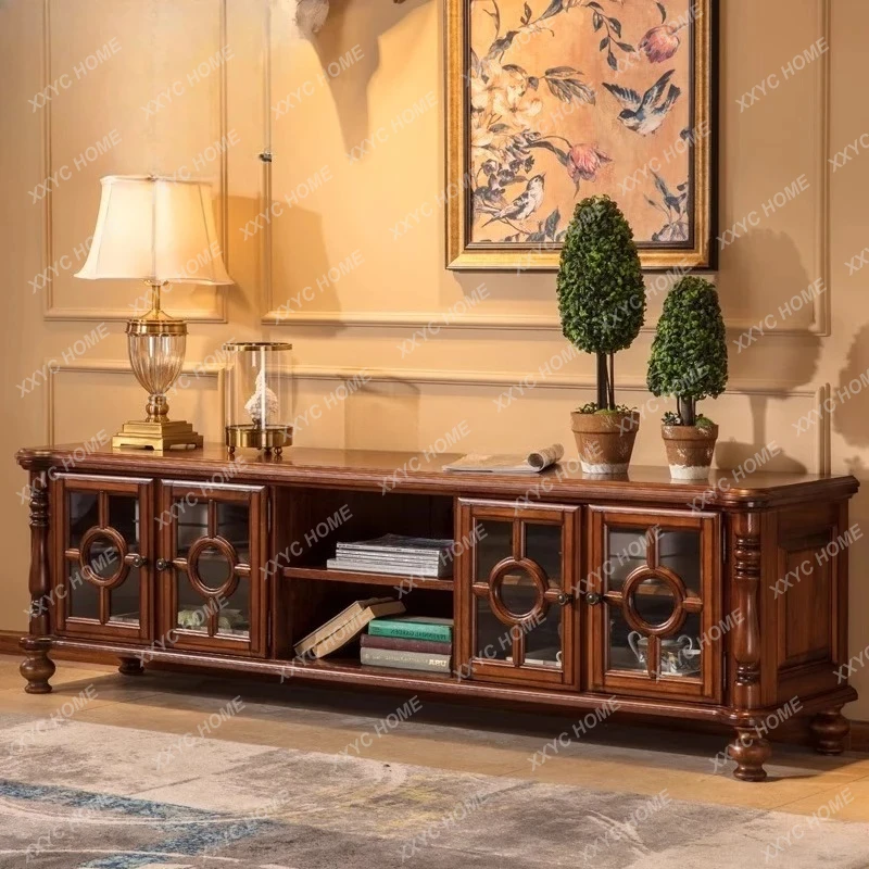 X-S solid wood TV cabinet coffee table set combination simple living room HG