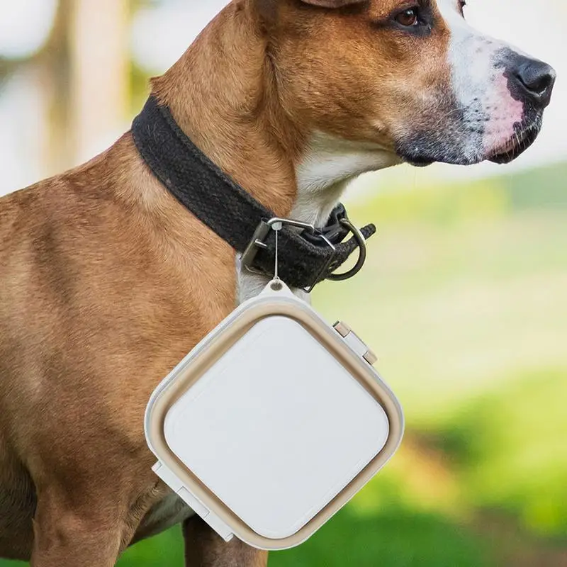 

Travel Dog Bowls 2 in 1 Foldable Feeding and Food Storage Box Neck Hanging Pet Bowl for Small & Medium Dogs Travel Accessories