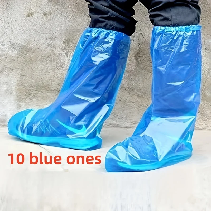 10/20/30pcs Rainy disposable shoe covers, transparent plastic outdoor thick wear-resistant waterproof isolation foot covers